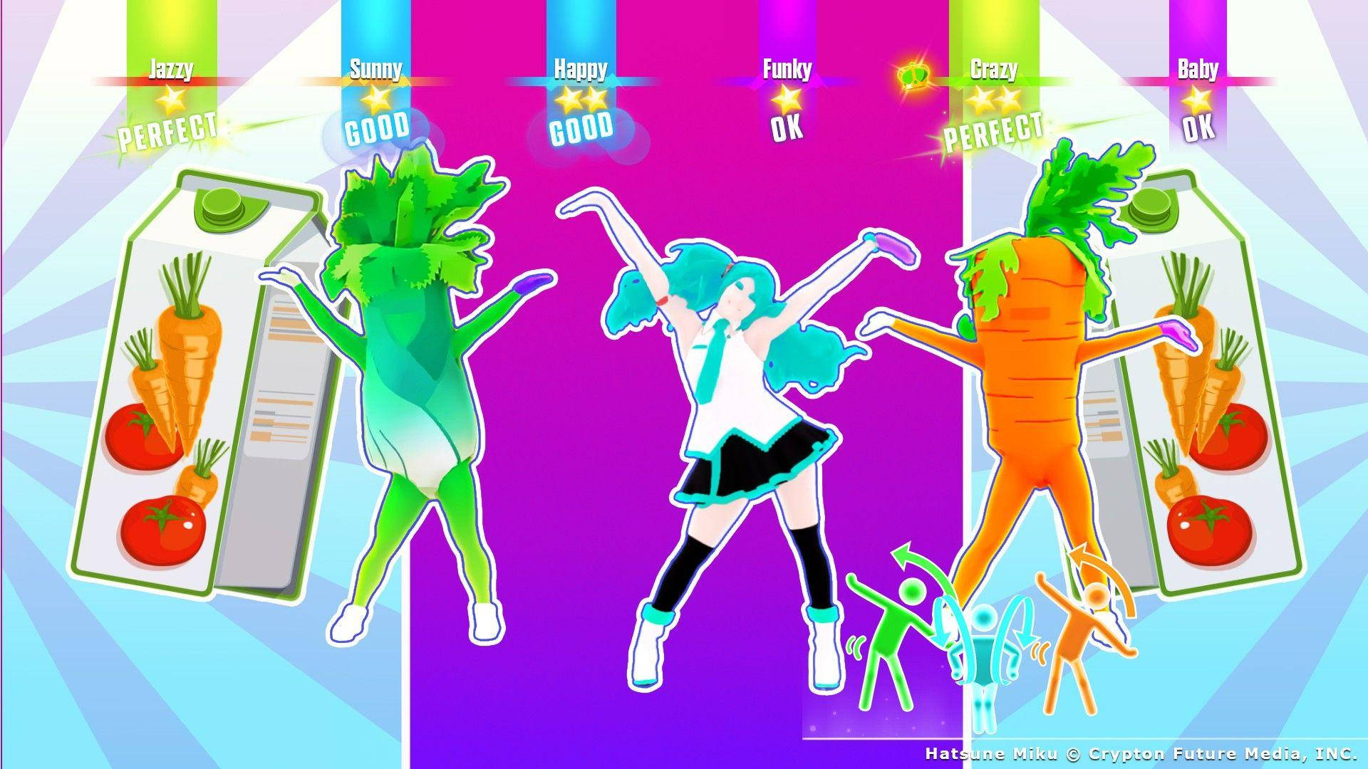 Just Dance Hatsune Miku With Vegetable Dancers Background