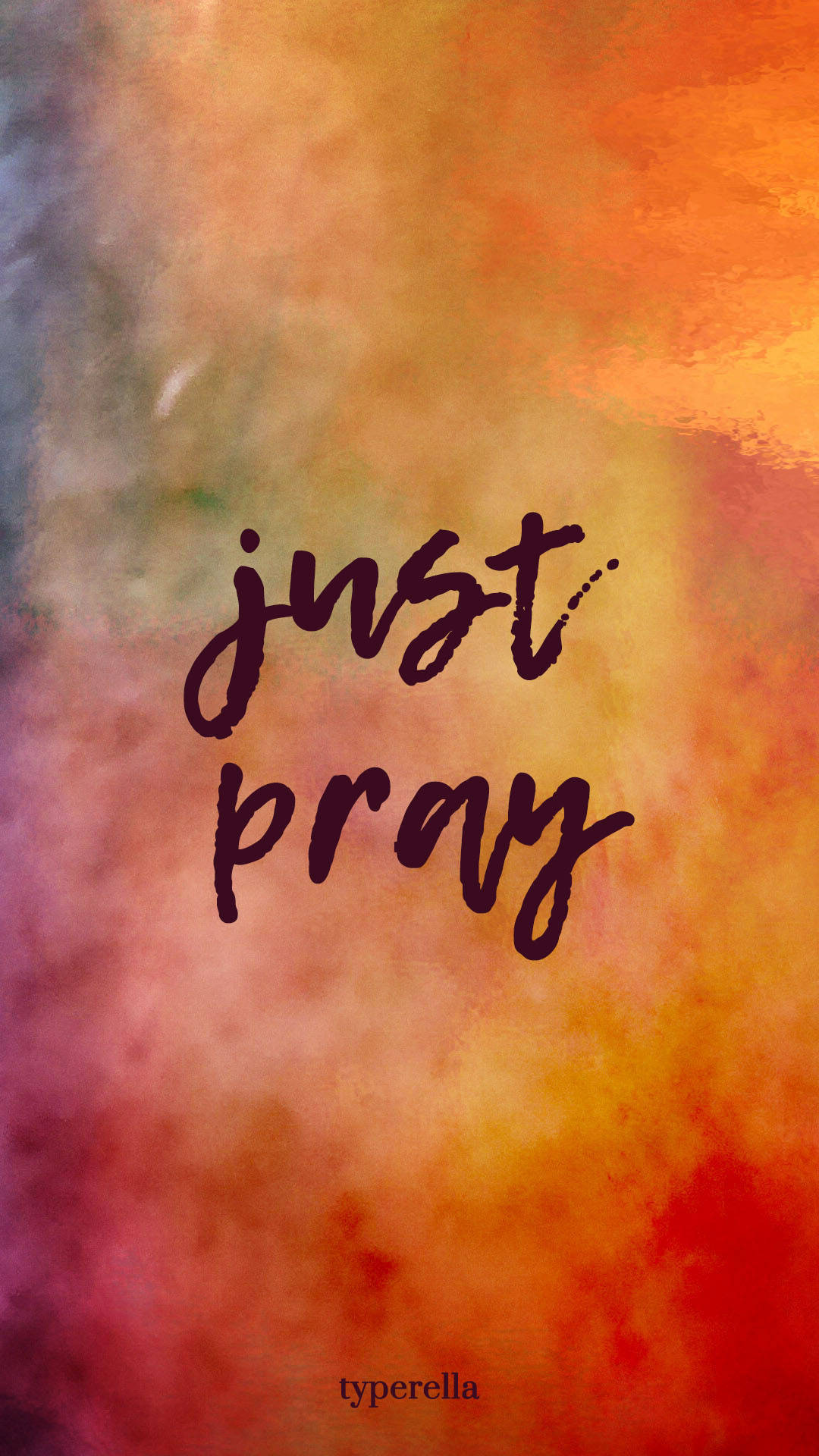 Just Pray Inspirational Quote Watercolor Background