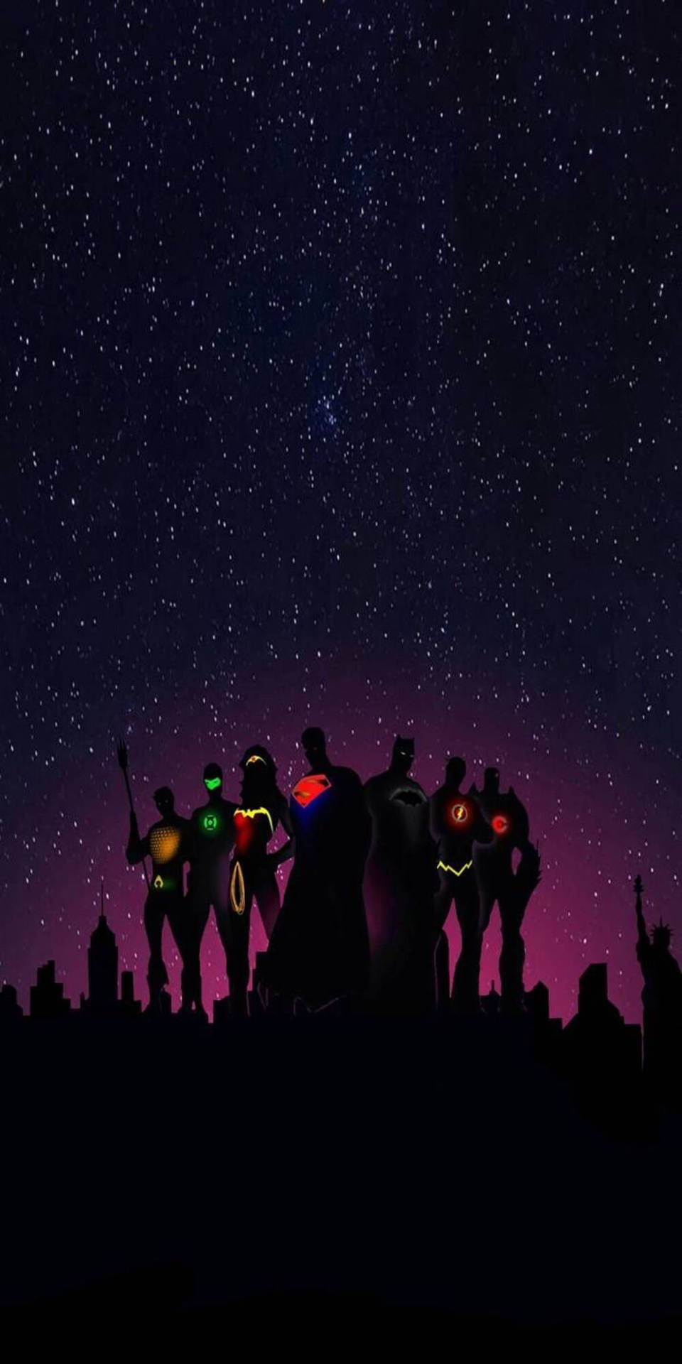 Justice League Silhouette Art Phone Background