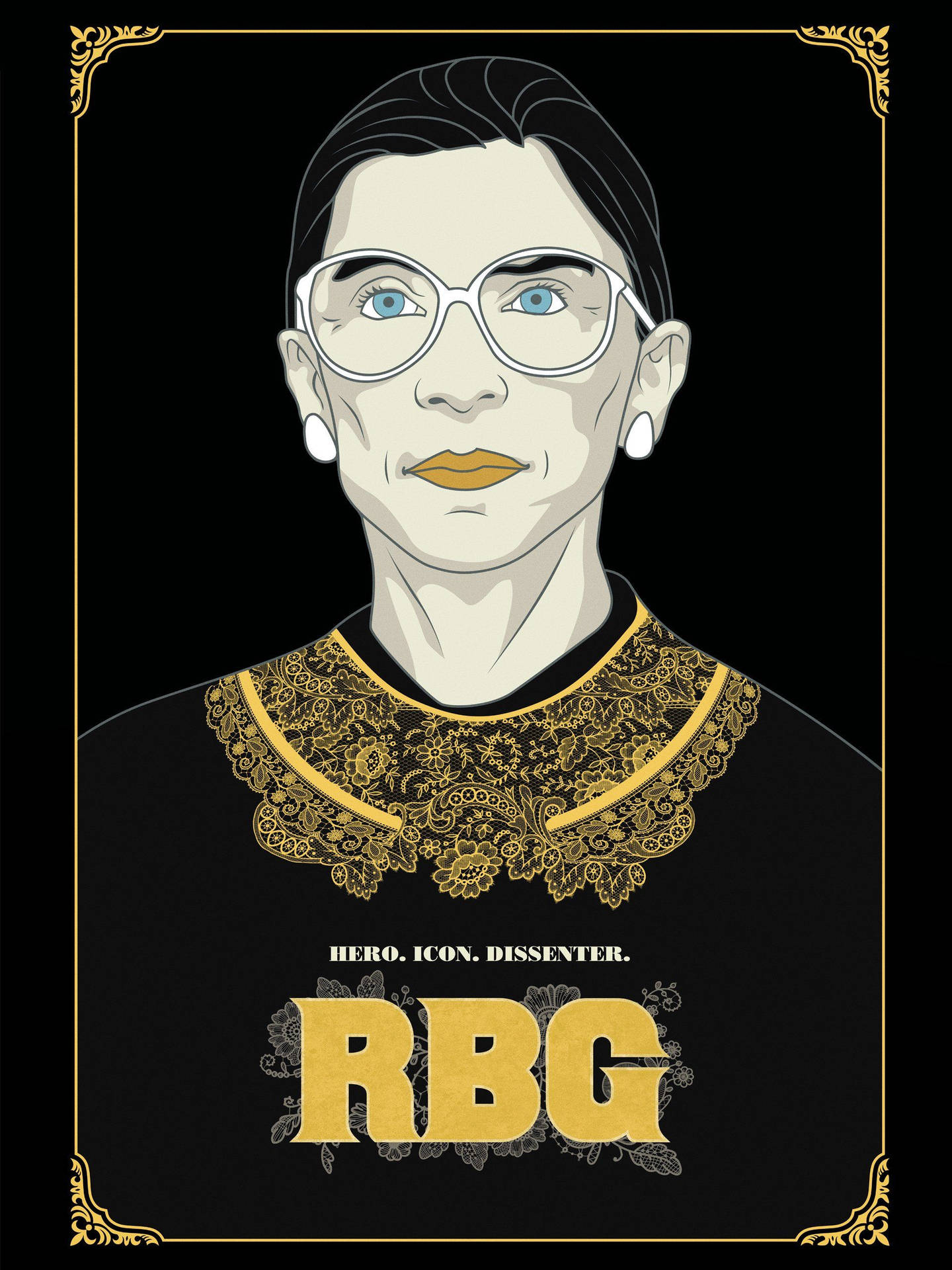 Justice Ruth Bader Ginsburg's Vector Art Portrait Background