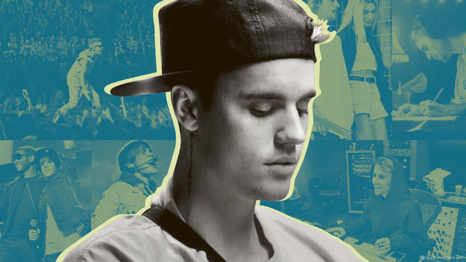 Justin Bieber - A Collage Of Photos Of Him Background