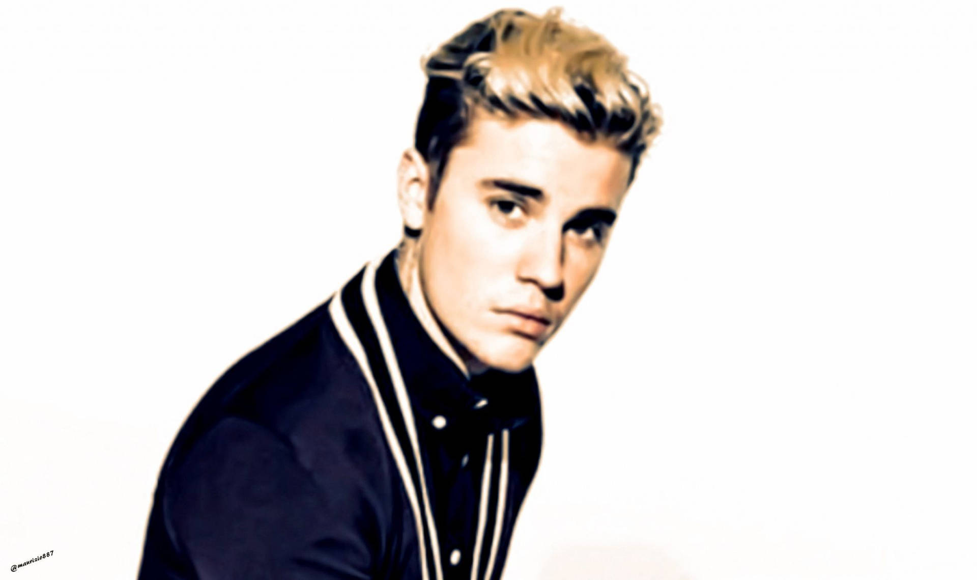 Justin Bieber Struts His Stuff In A Blue Cardigan Style Background