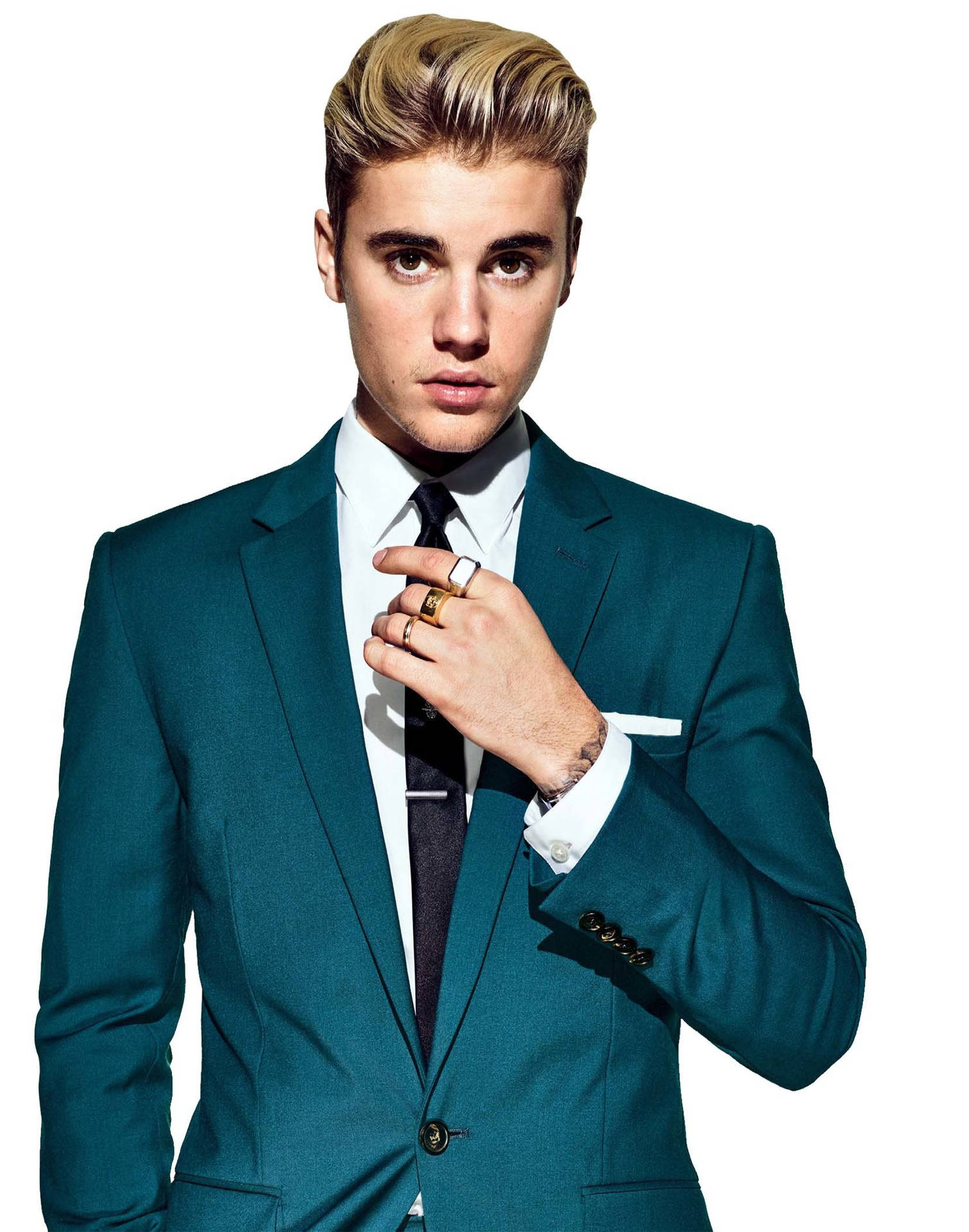 Justin Bieber Stuns In A Sultry Blue Suit Background