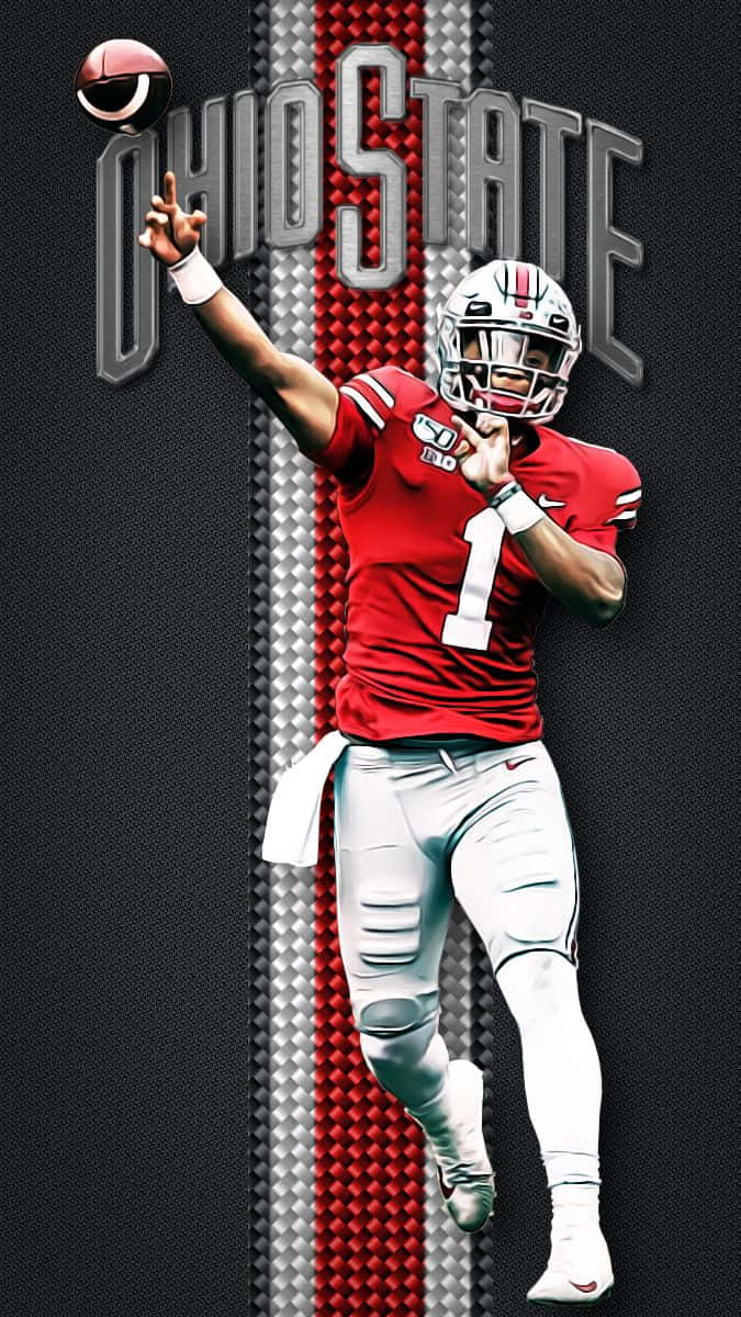 Justin Fields Ohio State Red Jersey Poster Background