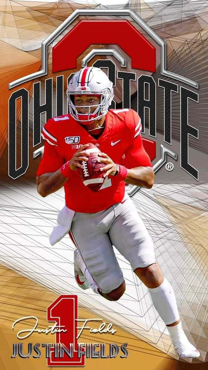 Justin Fields Running With The Ball Background