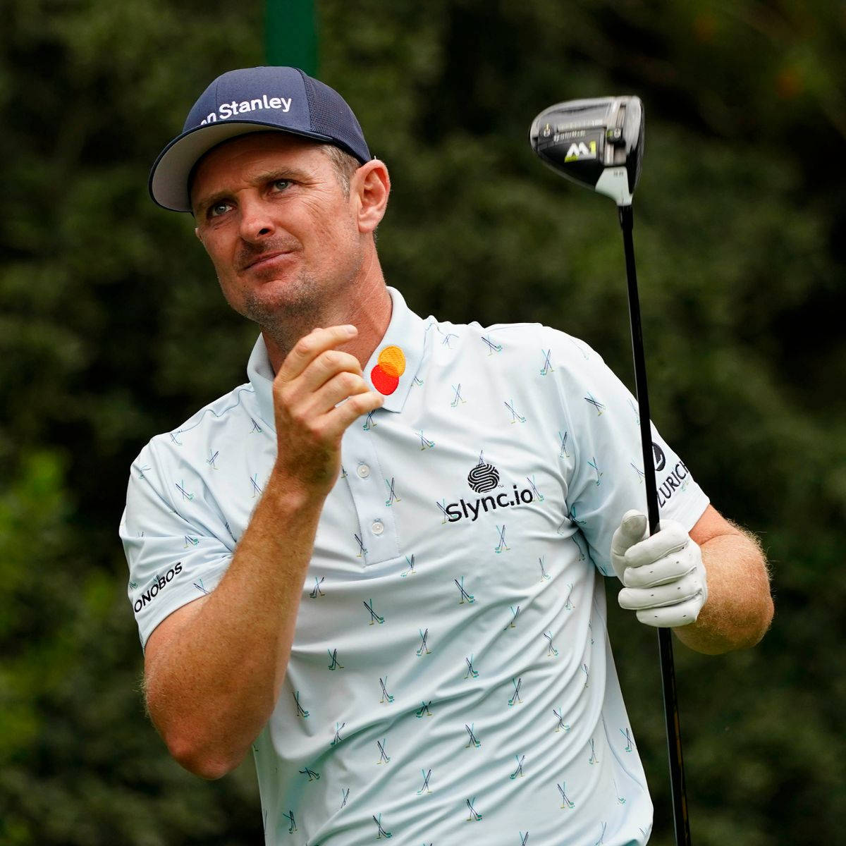 Justin Rose After Swinging Golf Club Background