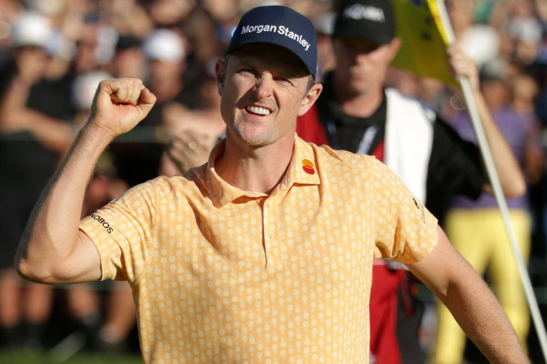 Justin Rose Celebrating A Golf Shot Background