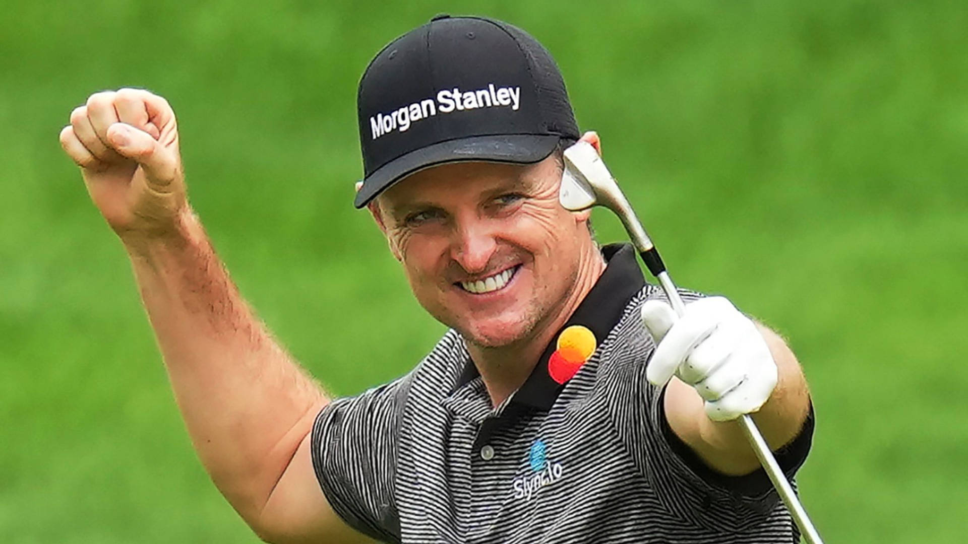 Justin Rose Raising Right Fist In Triumph