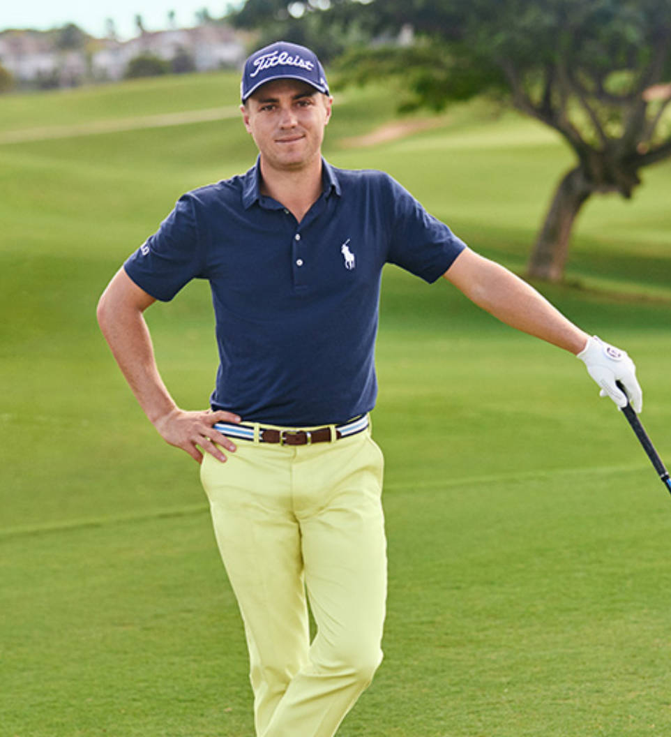 Justin Thomas In Yellow Trousers Background