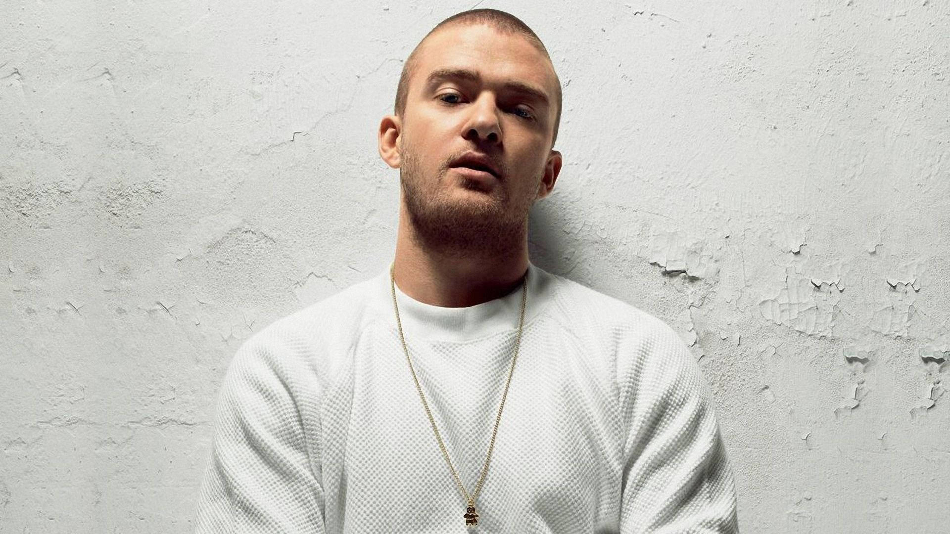 Justin Timberlake Against White Wall Background