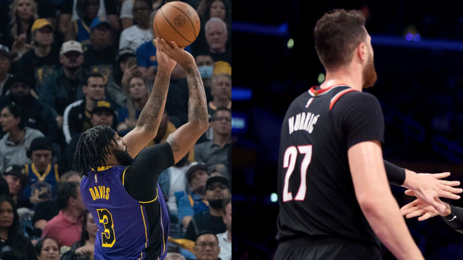 Jusuf Nurkic And Anthony Davis Collage Background