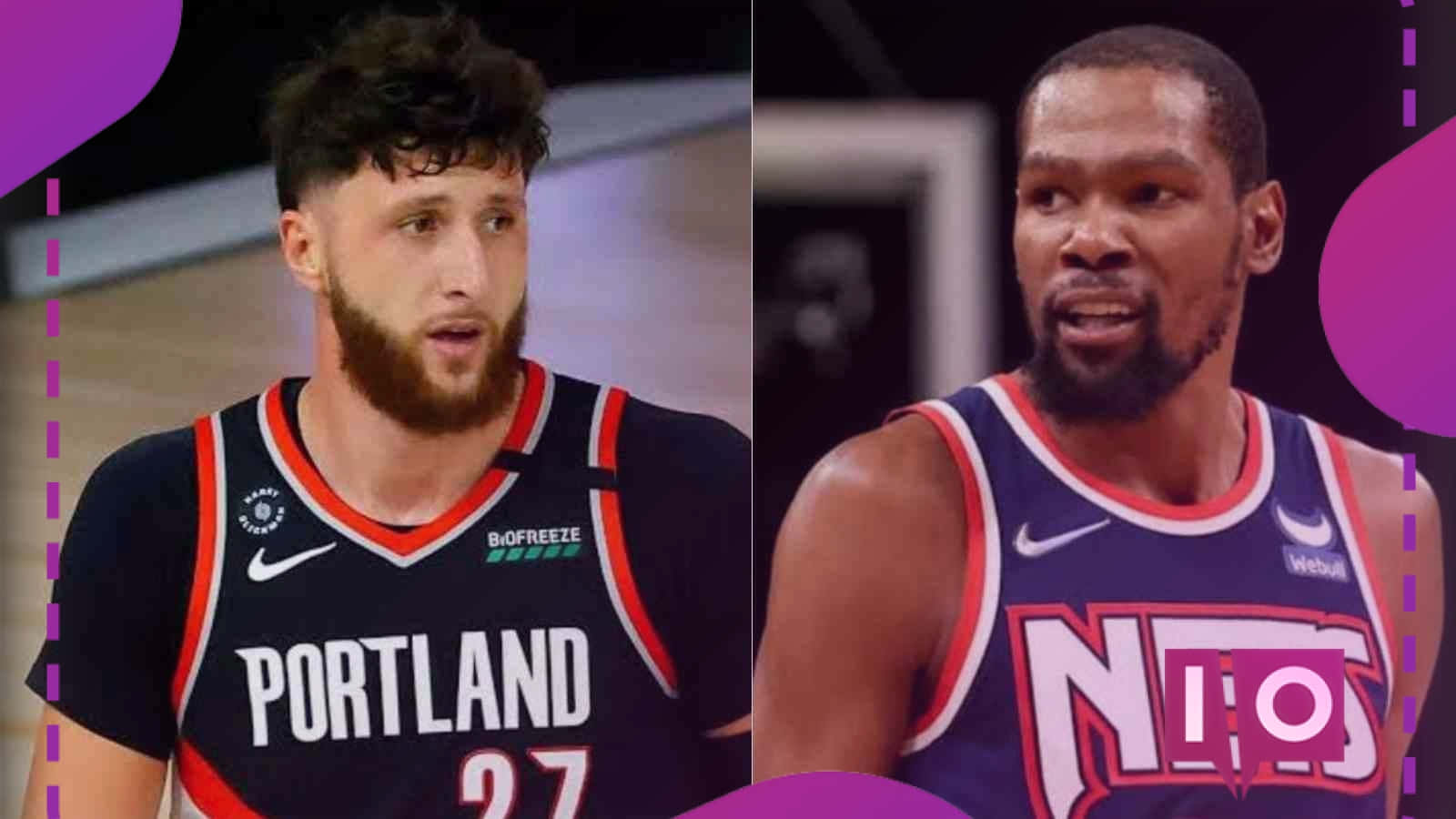 Jusuf Nurkic And Kevin Durant Collage Background