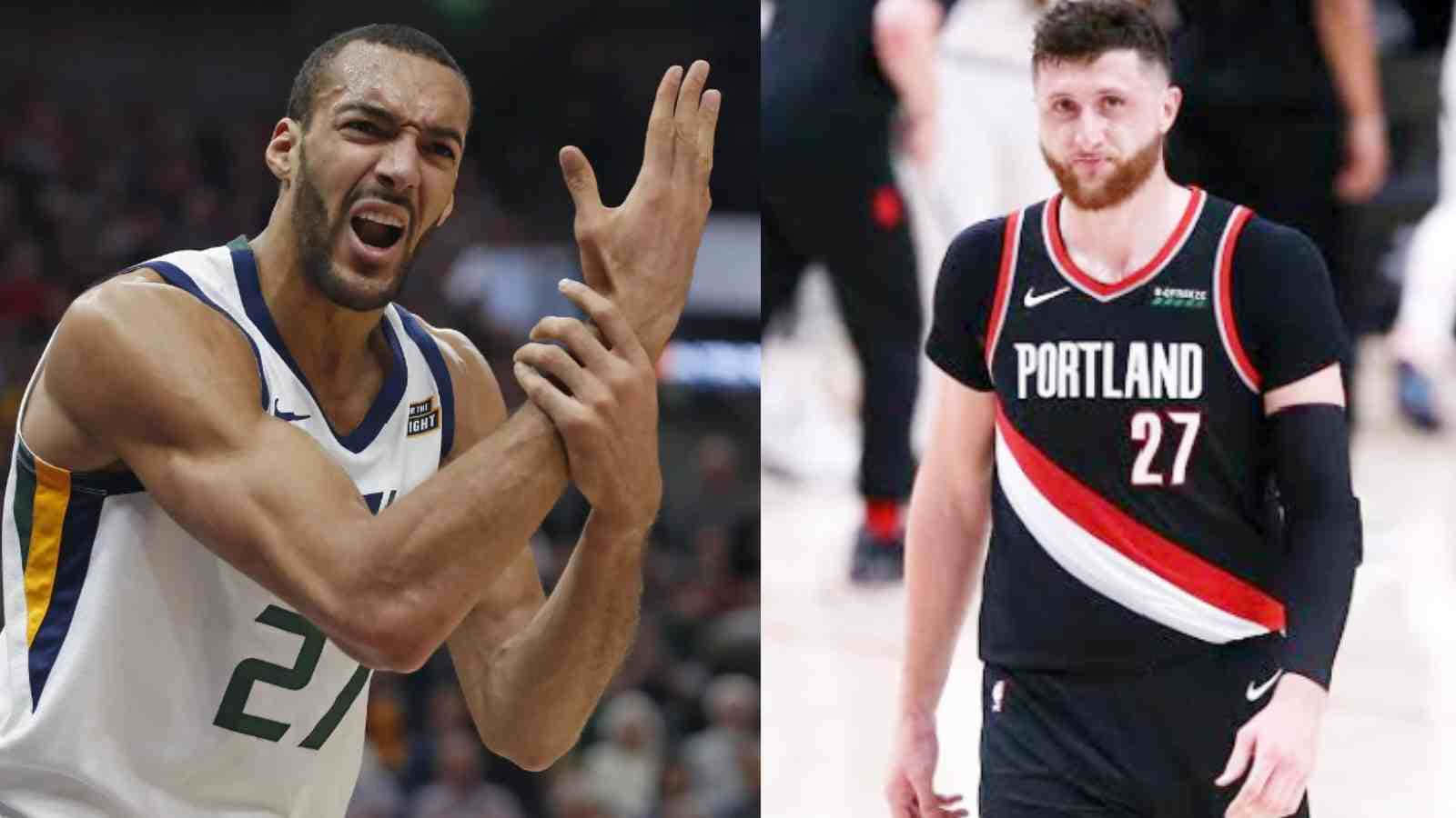 Jusuf Nurkic And Rudy Gobert Collage Background