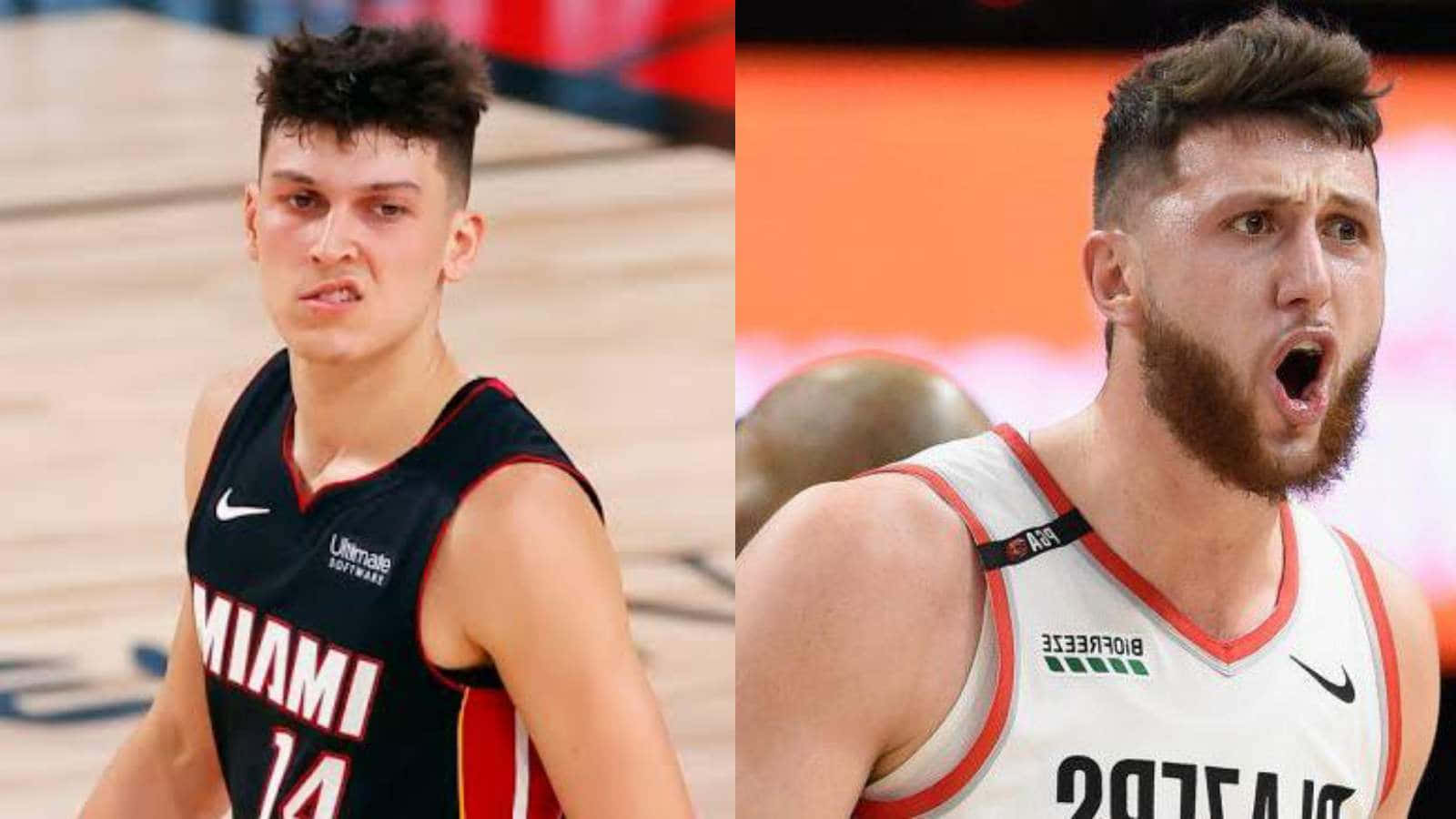 Jusuf Nurkic And Tyler Herro Collage Background