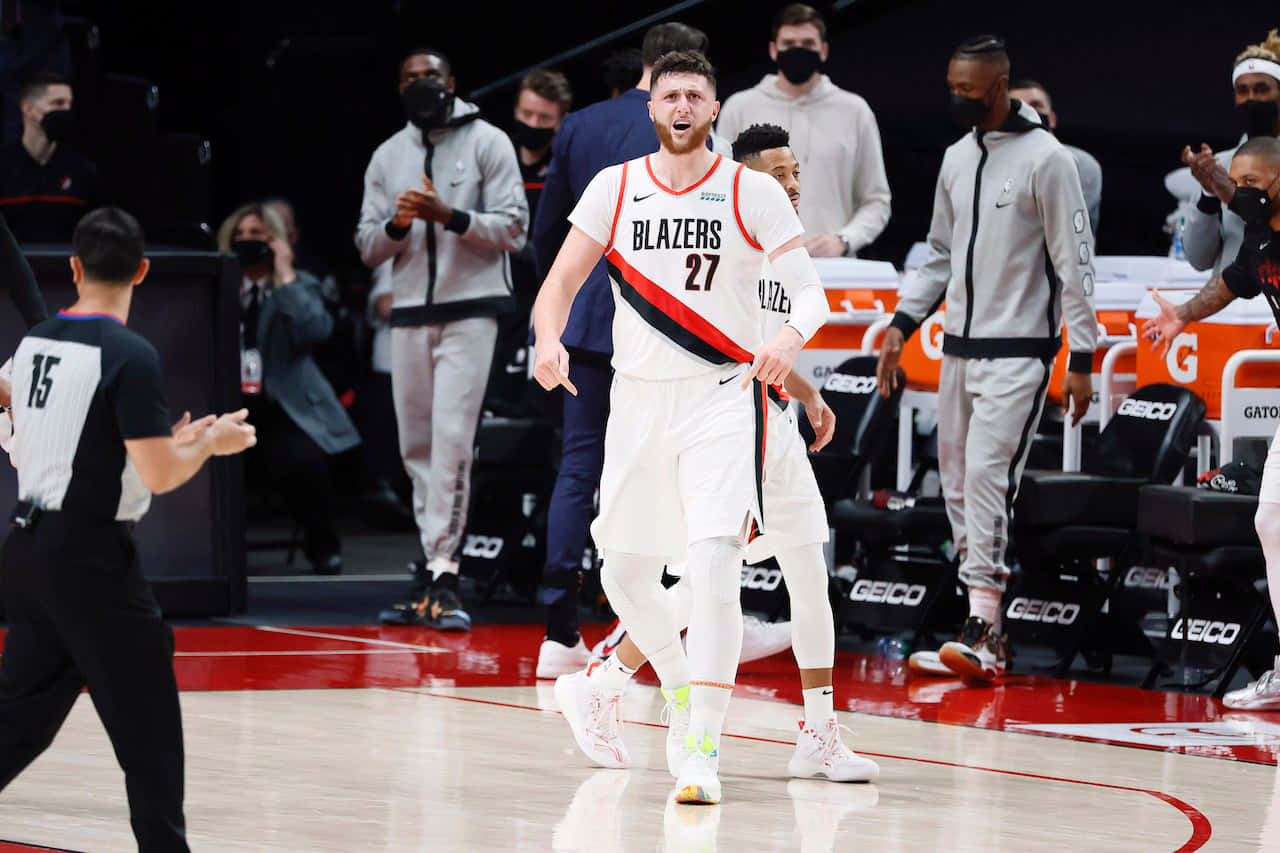 Jusuf Nurkic Victory Over Denver Nuggets 2021 Background