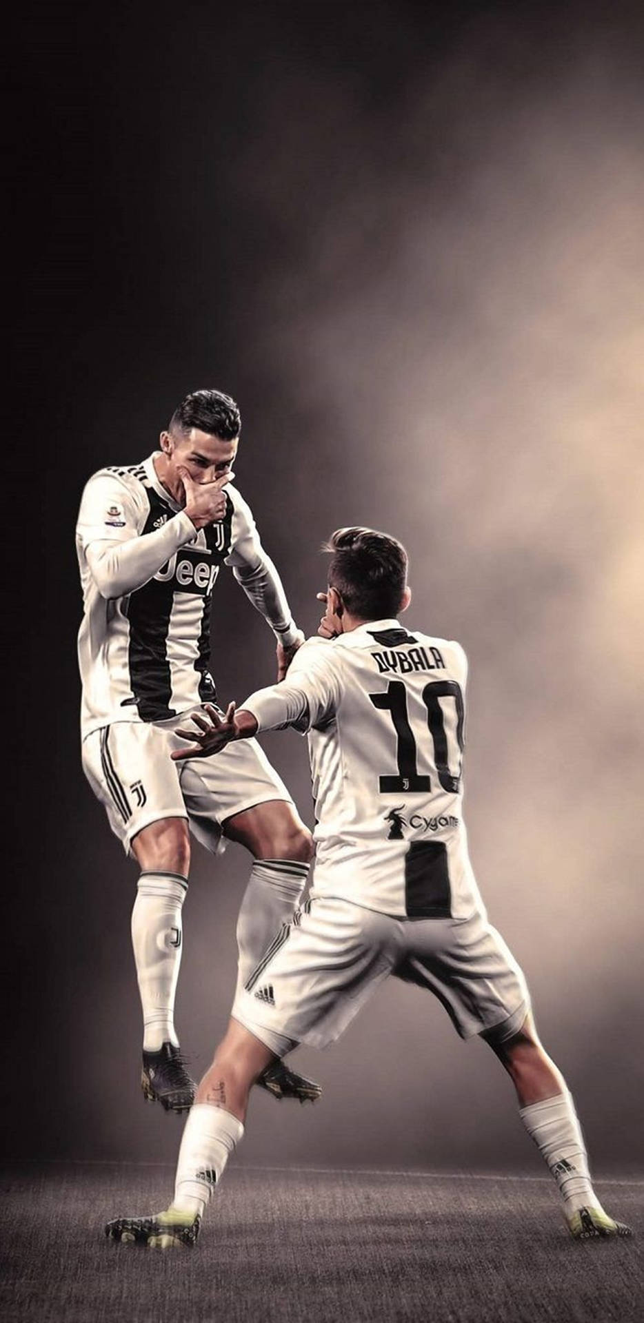 Juventus Cristiano Ronaldo And Paulo Dybala Mask Pose Background