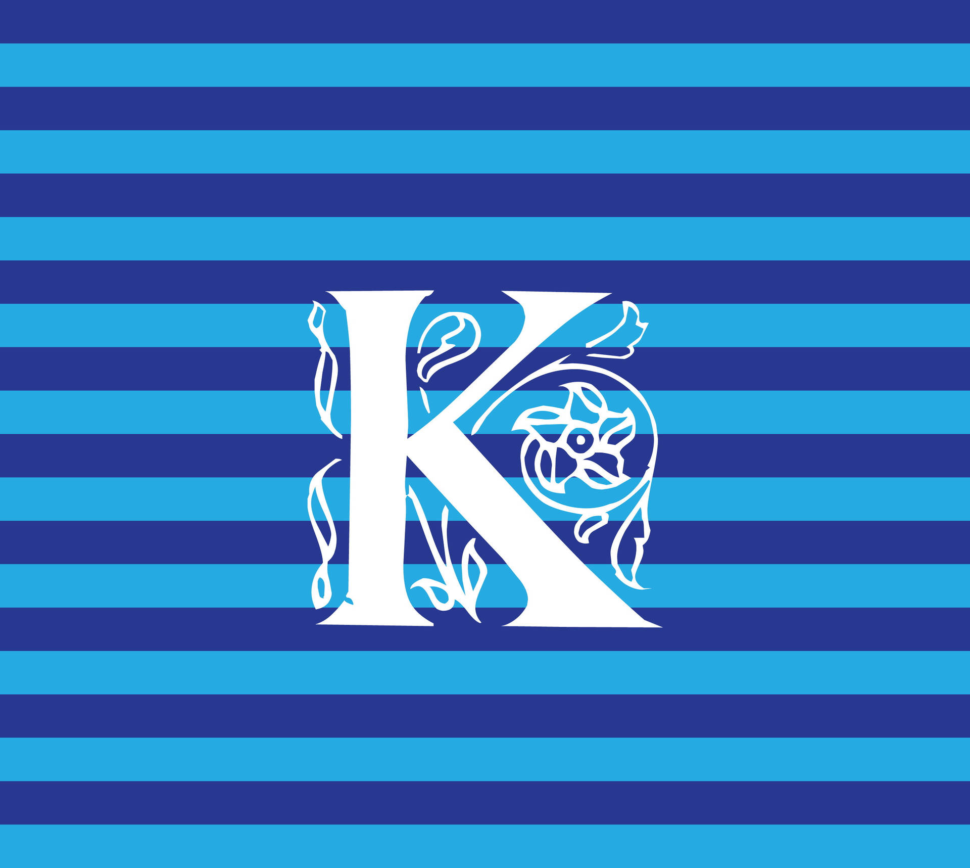 K Alphabet With Blue Stripes Background