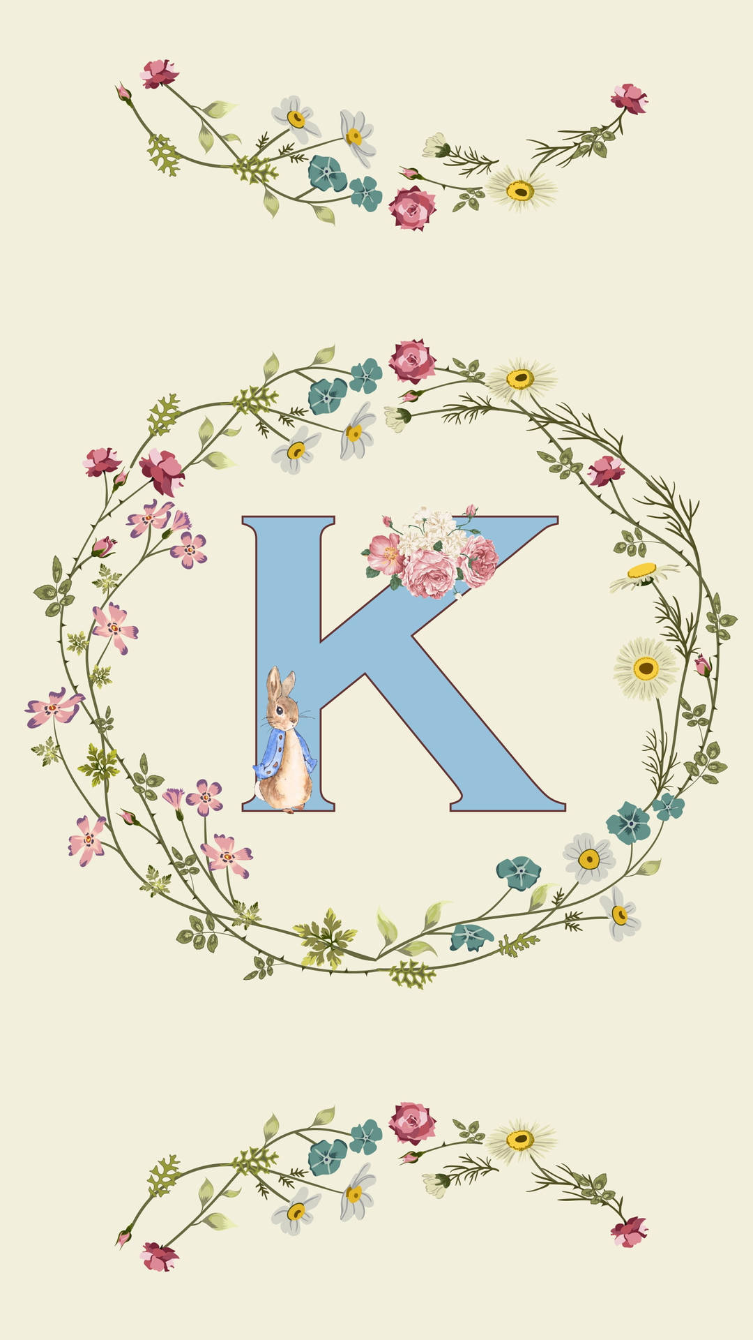 K Alphabet With Flowers Background
