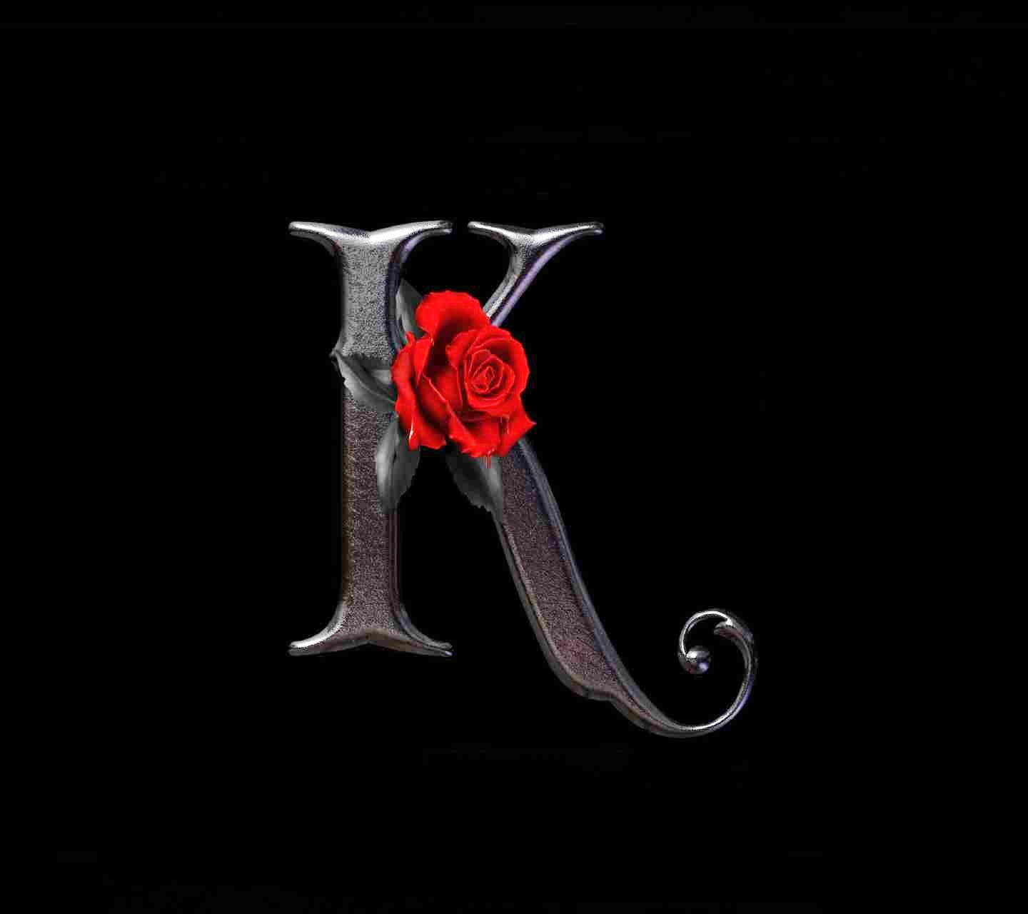 K Alphabet With Rose Background