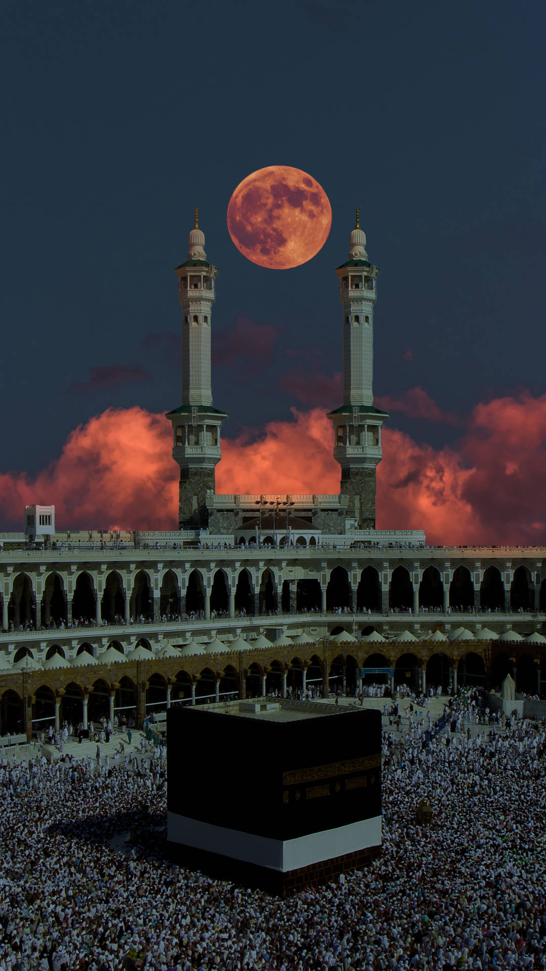 Kaaba Orange Full Moon