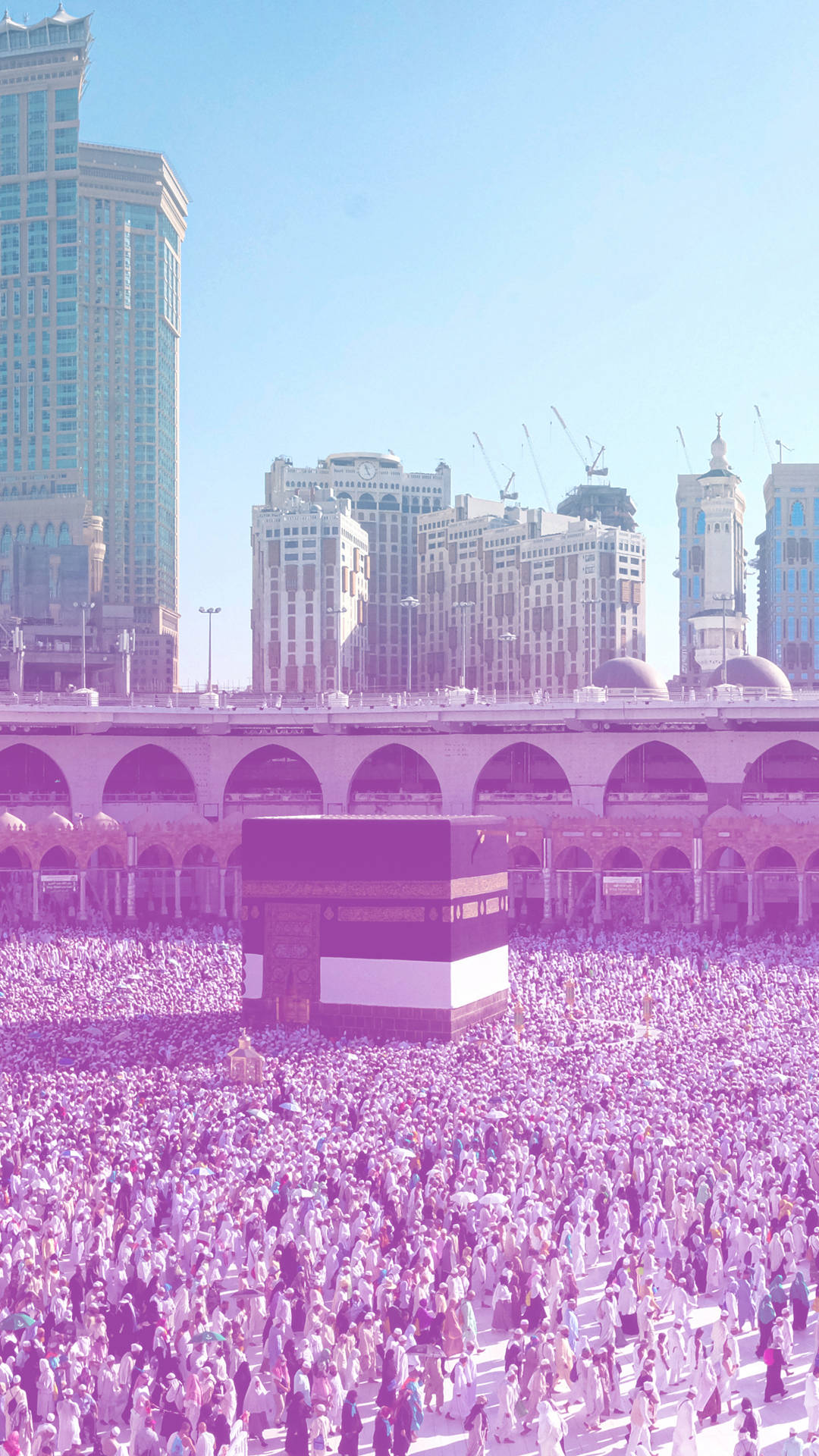 Kaaba With Purple Blue Light