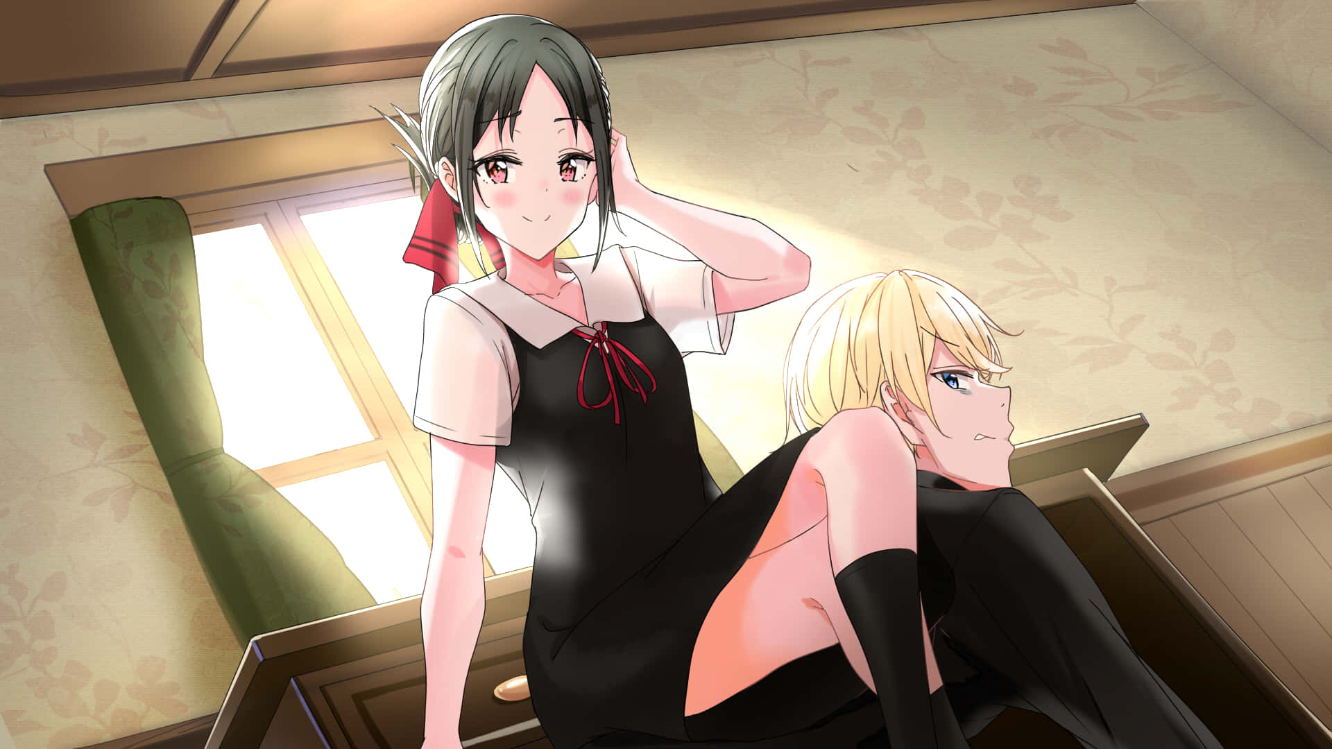 Kaguya And Shirogane Locked In A Battle Of Love Background