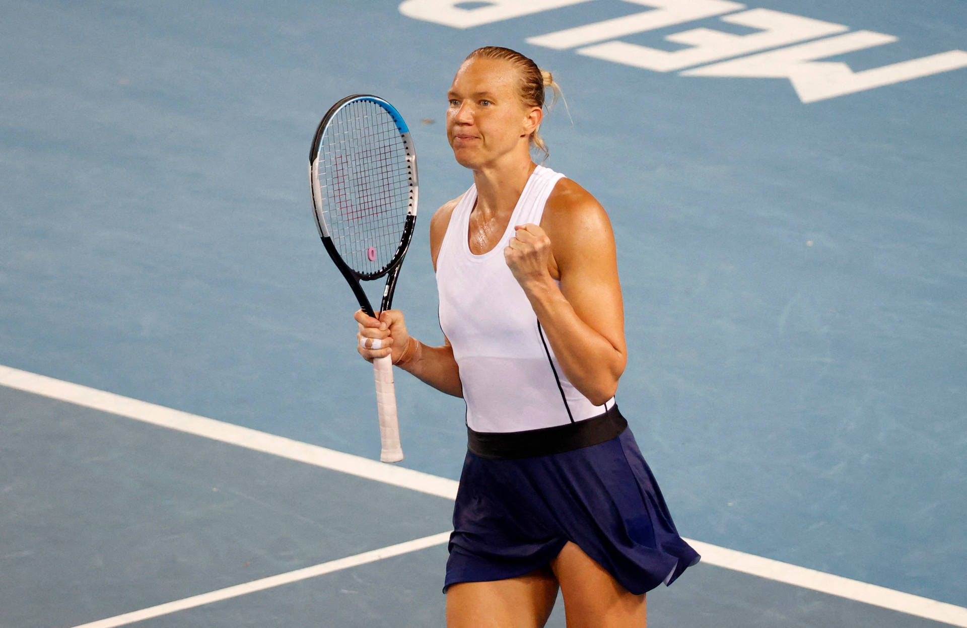 Kaia Kanepi Celebrates A Point Well Earned Background