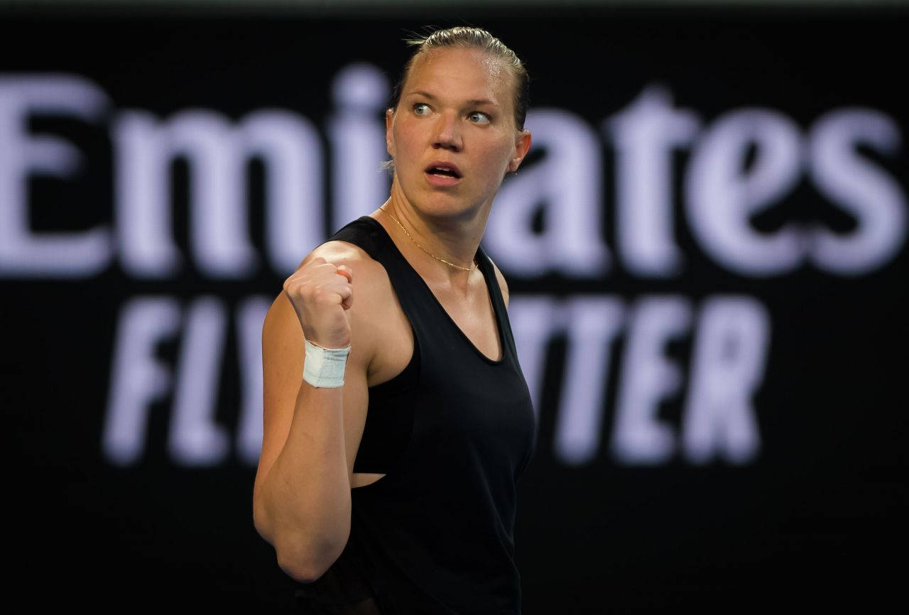 Kaia Kanepi Clenched Fist Background