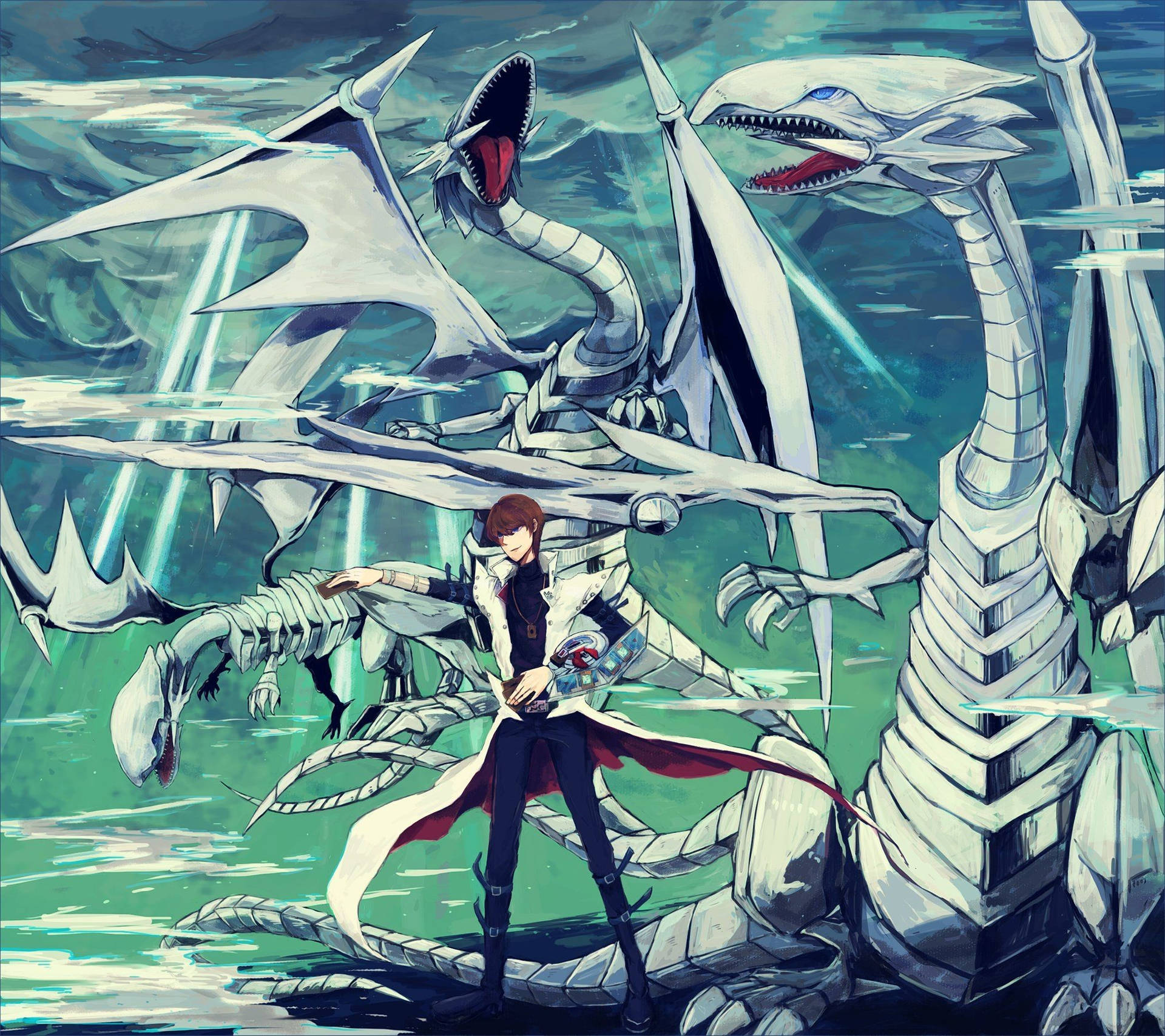 Kaiba Three White Dragon Background