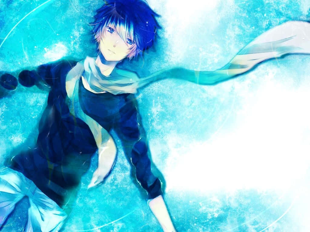 Kaito Blue Boy With Scarf Background