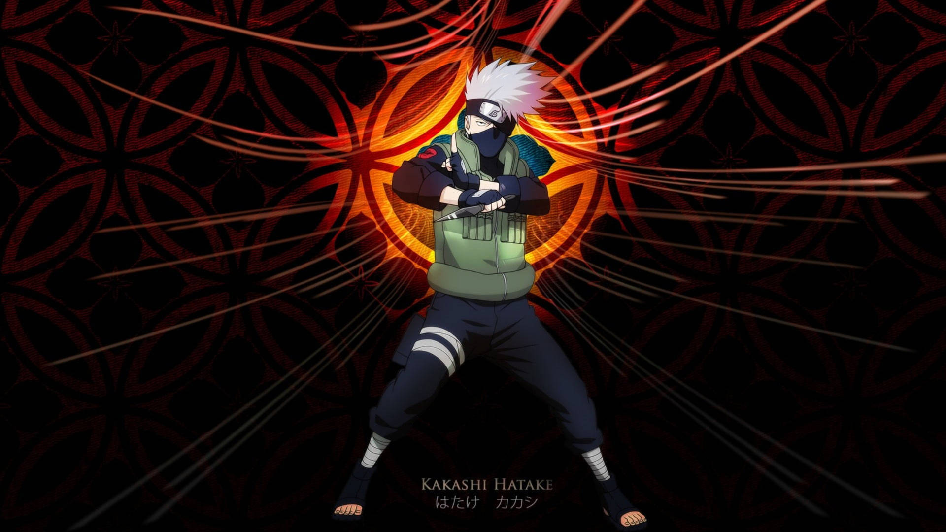 Kakashi 4k Ninja Stance Flower Pattern