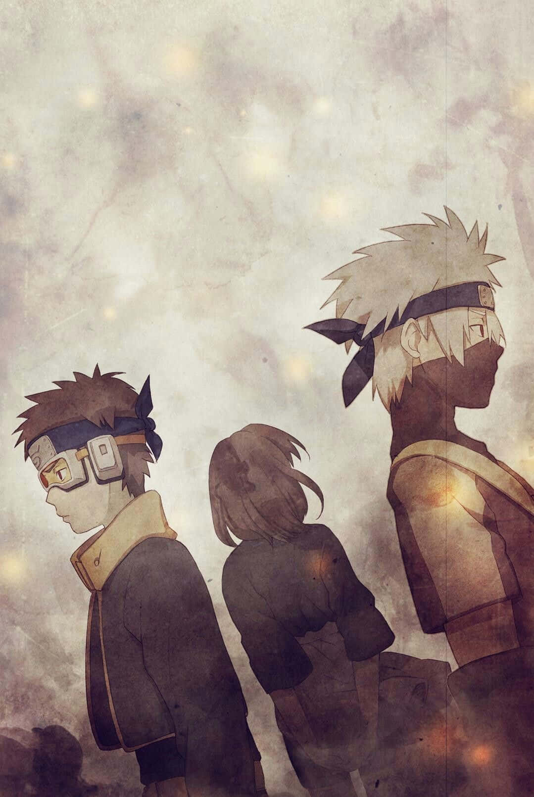 Kakashi And Obito With Rin Background