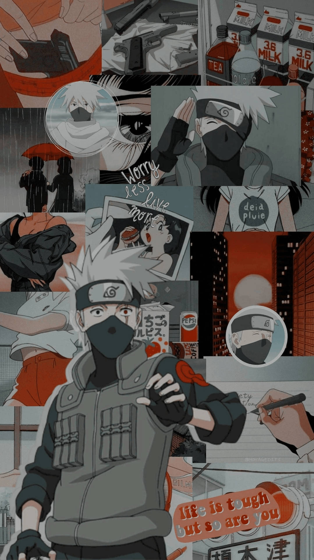 Kakashi From Naruto Aesthetic Collage Background