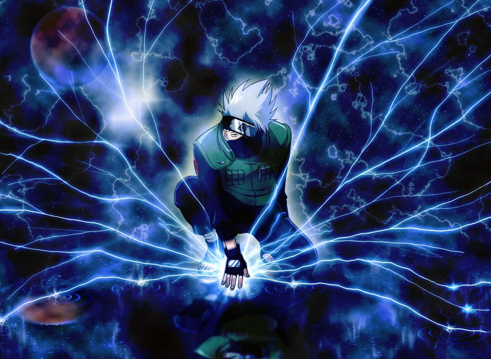 Kakashi Hatake Naruto Neon Lightning Background