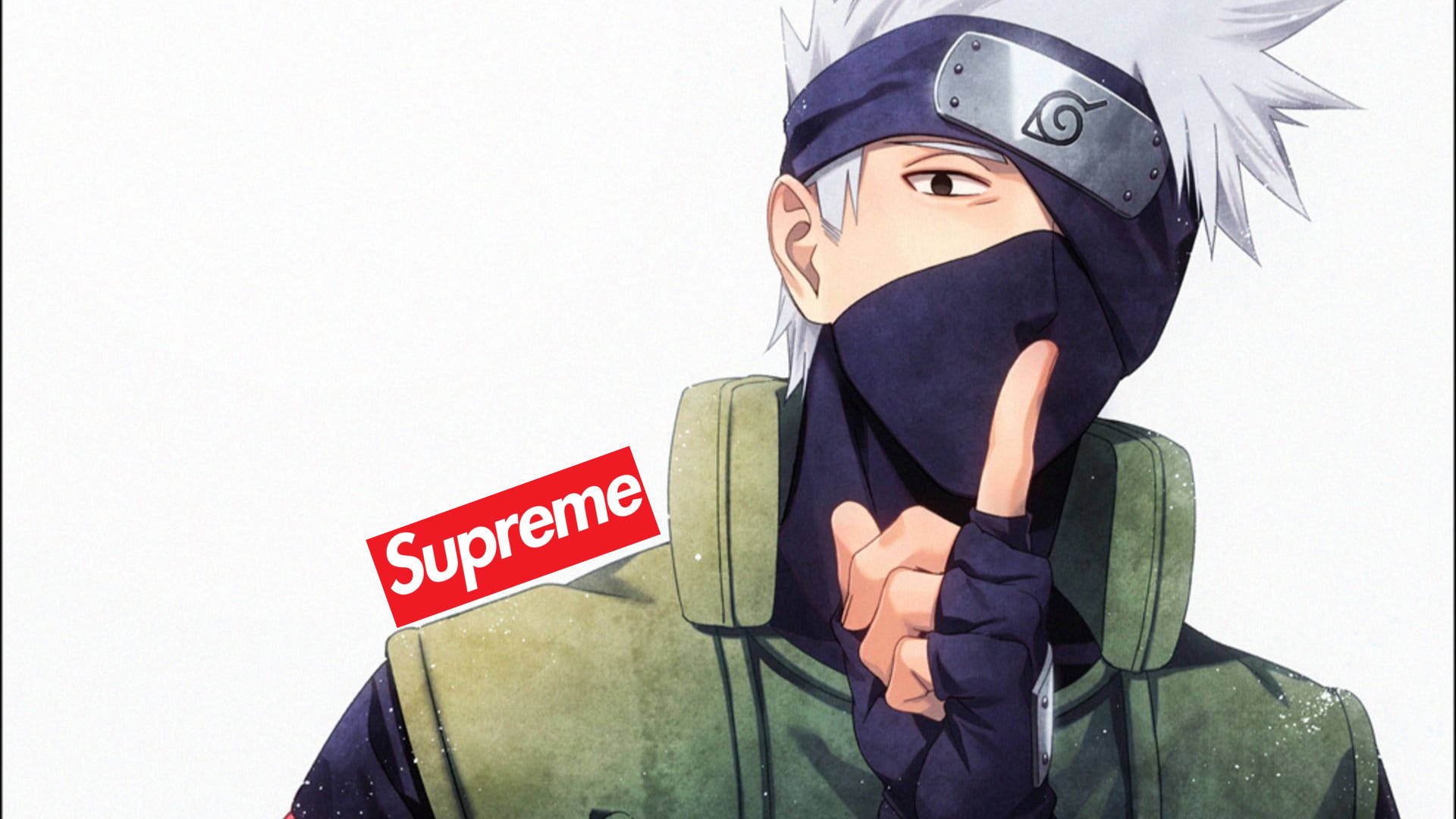 Kakashi Hatake Supreme Logo On White Background Background