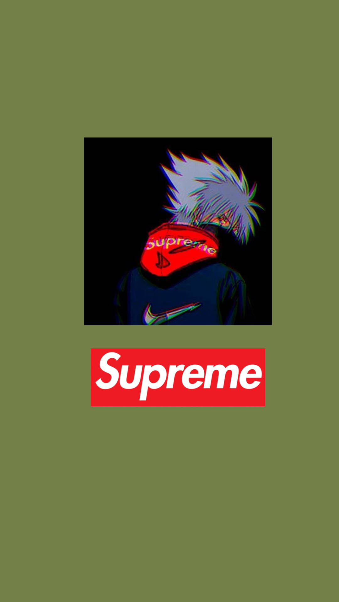 Kakashi Hatake Supreme On Olive Green Background Background