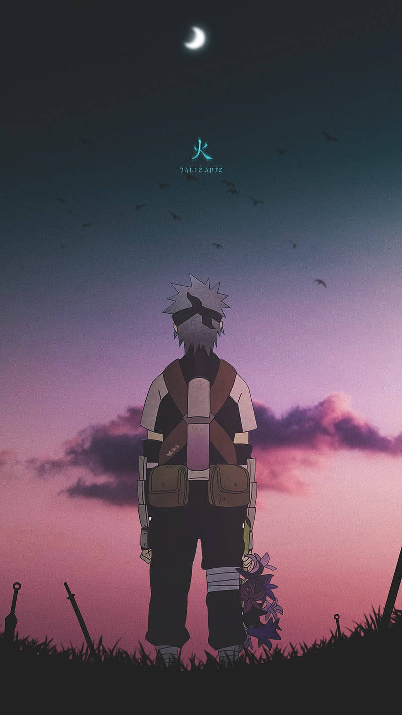 Kakashi Iphone Aesthetic Purple Sky Background