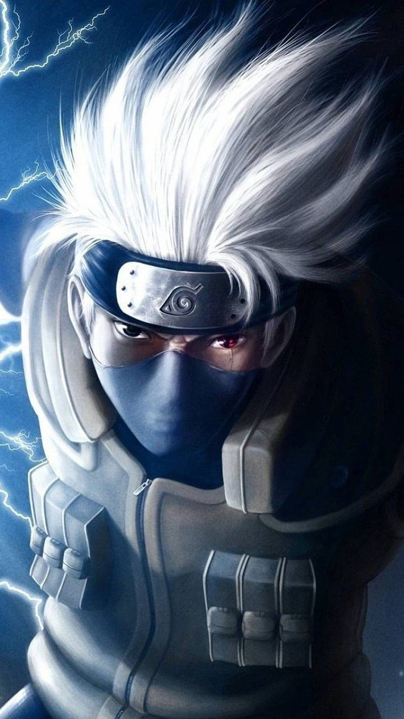 Kakashi Iphone Silver Armored Outfit Gray Hair Background