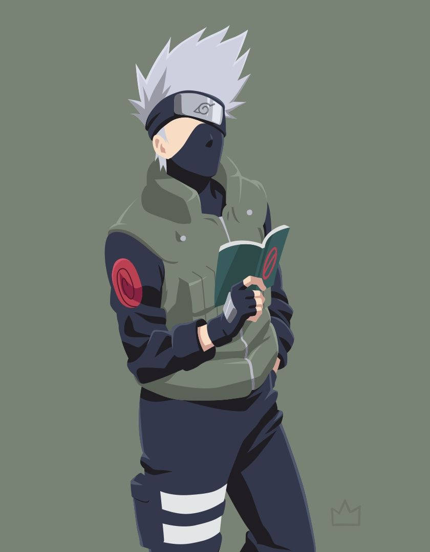 Kakashi Iphone With Green Book Background