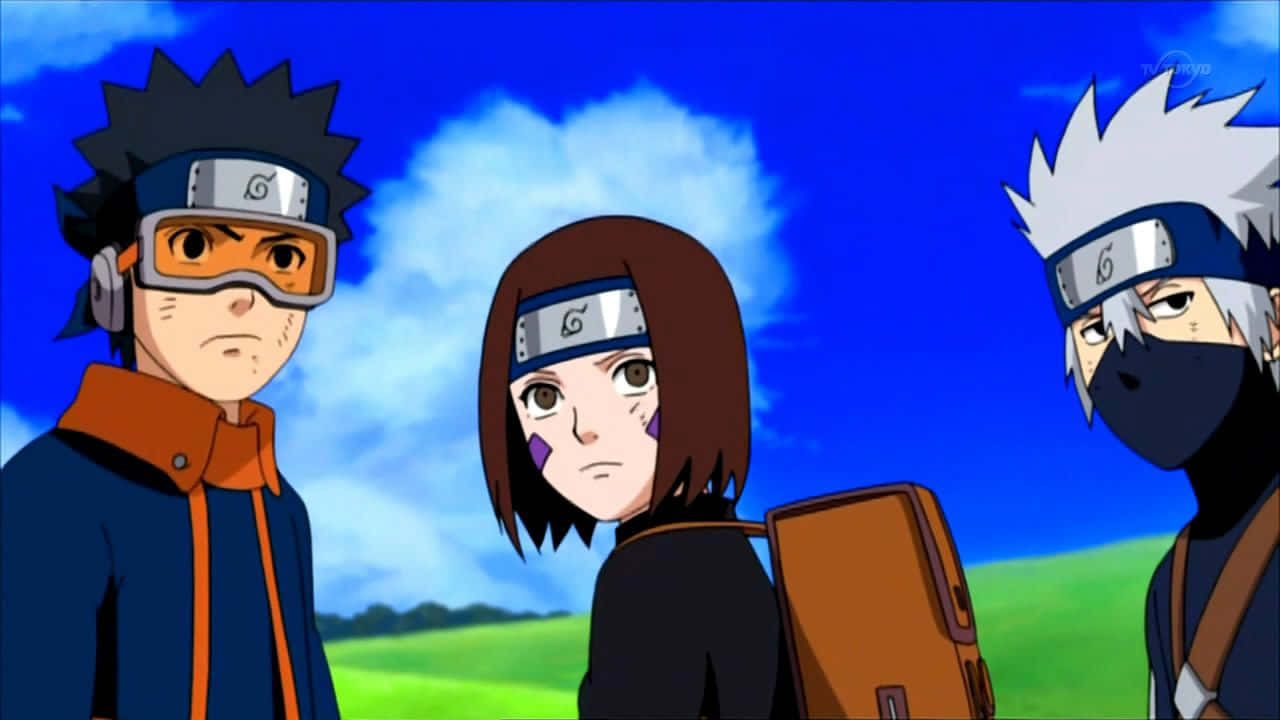 Kakashi, Rin, And Obito Background