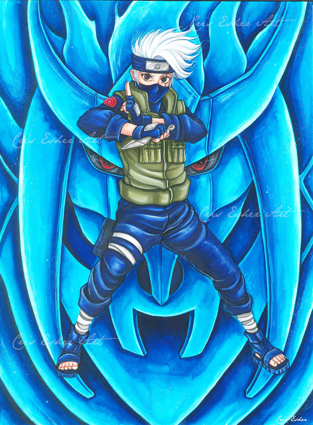 Kakashi Unleashing His Susanoo Background