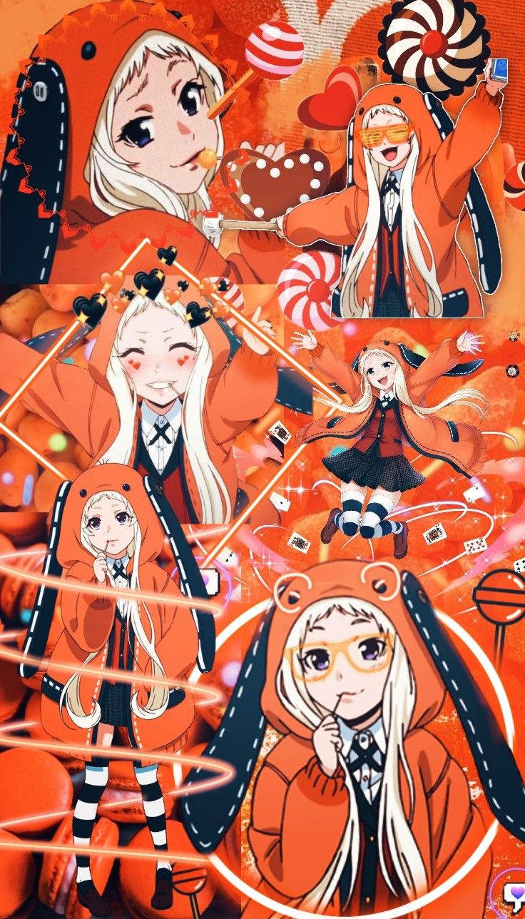 Kakegurui Runa Orange Collage Background