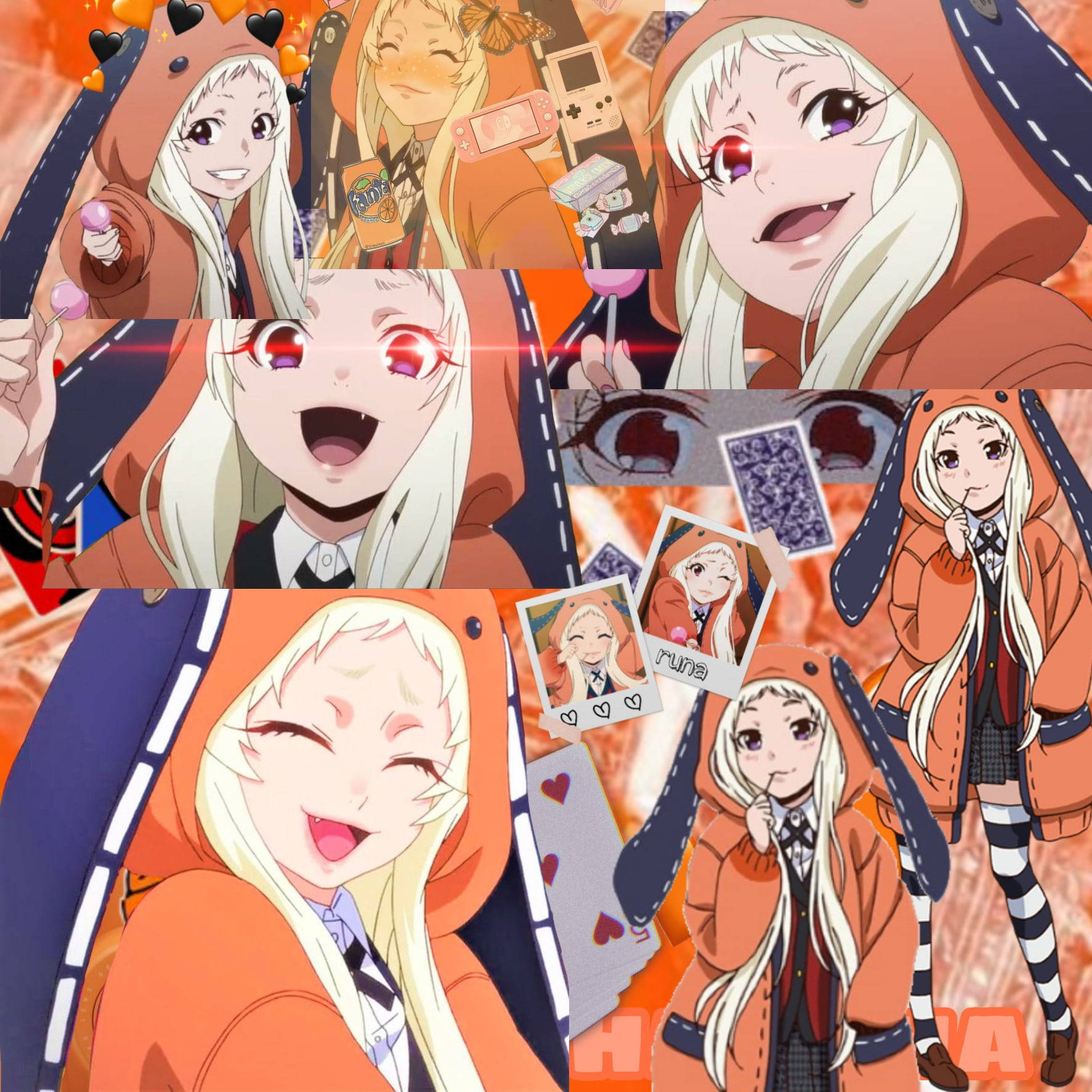 Kakegurui Runa Orange Rabbit Kigurumi Background