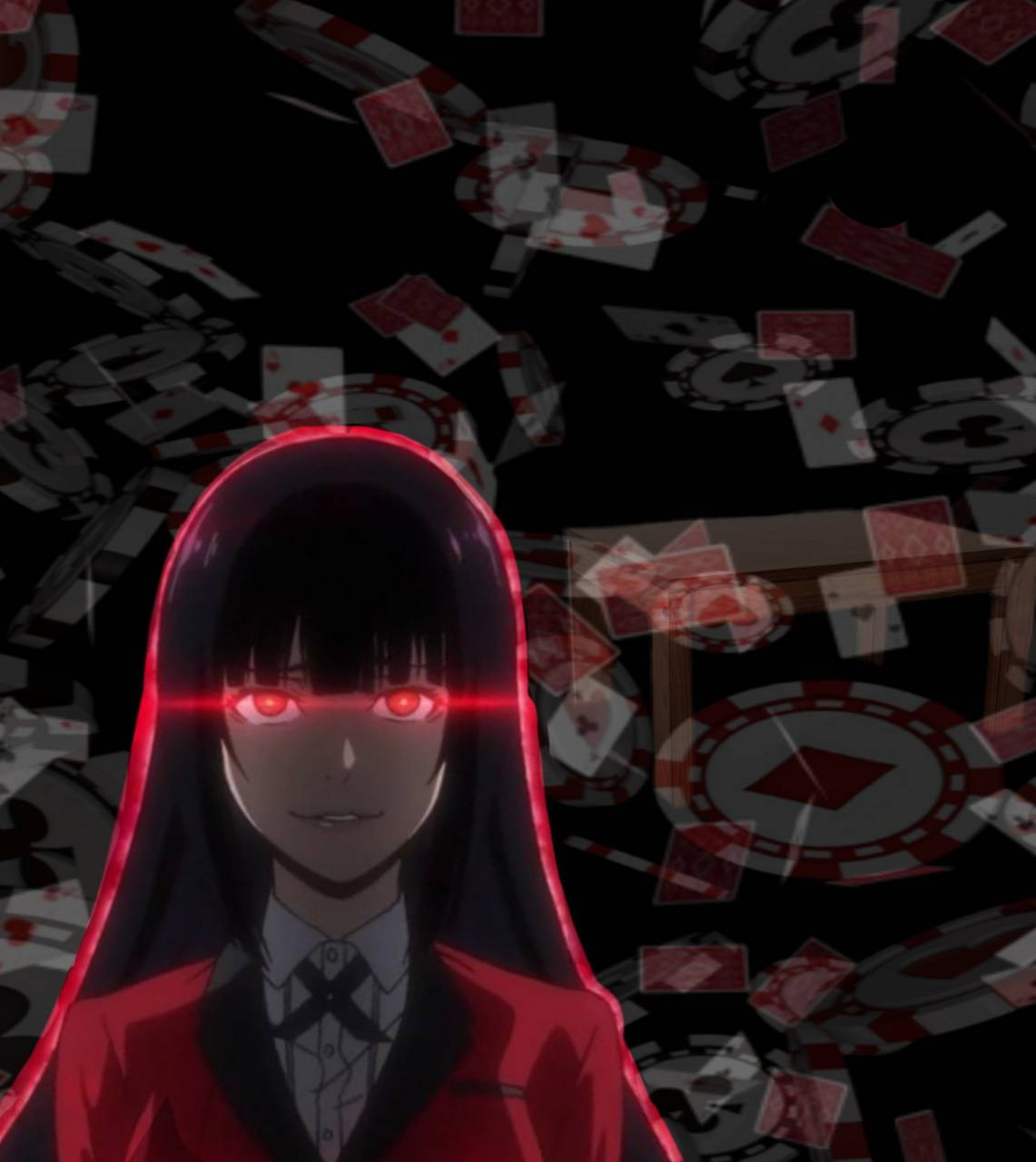Kakegurui Yumeko With Glowing Red Eyes Background
