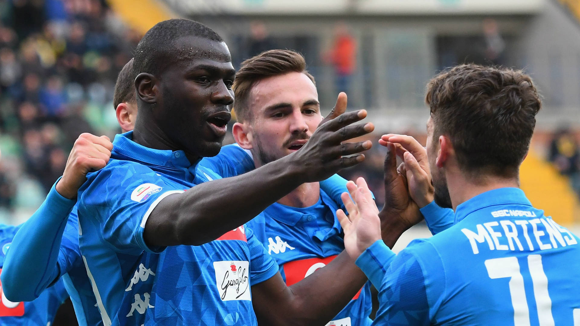 Kalidou Koulibaly Hugging Teammates Background