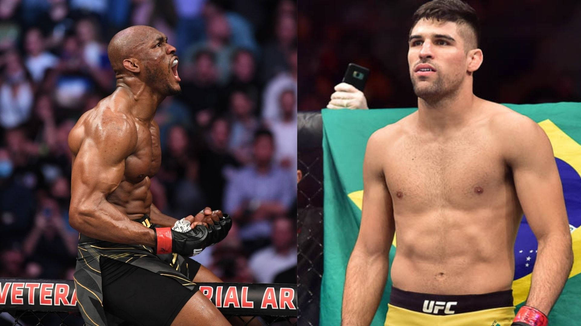 Kamaru Usman Imparting Knowledge To Vicente Luque During Their Training Session Background