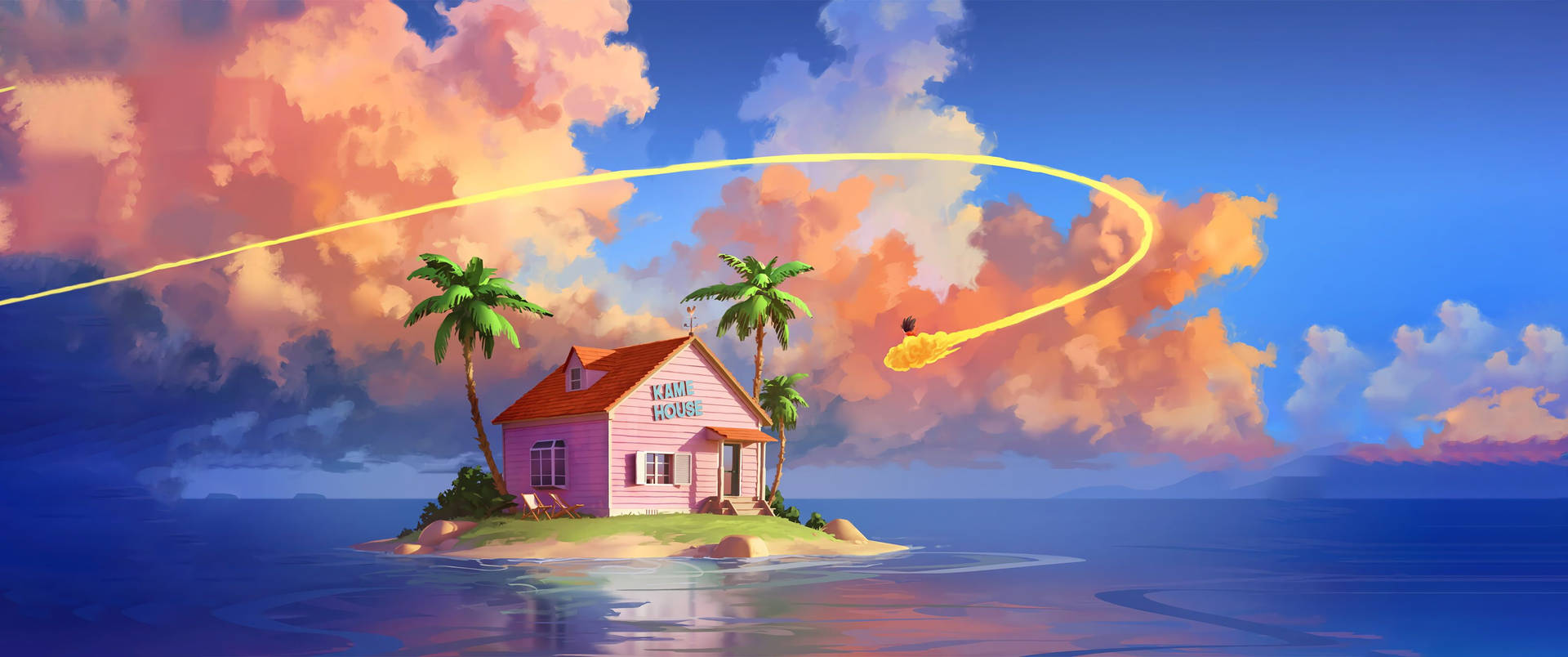 Kame House On Island Background