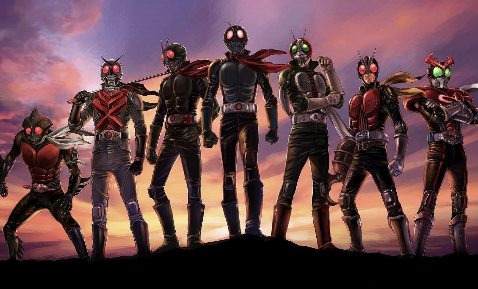 Kamen Rider Heroes Sunset Silhouette Background