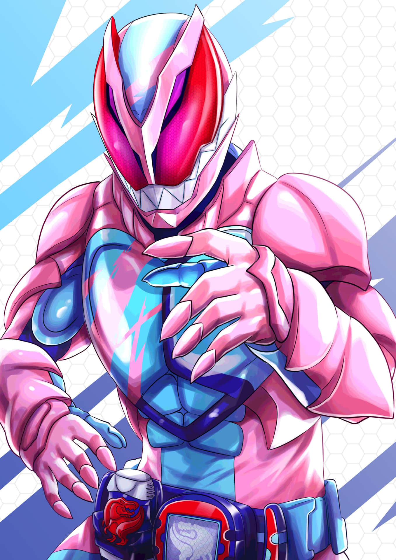 Kamen_ Rider_ Pink_ Armor_ Illustration Background