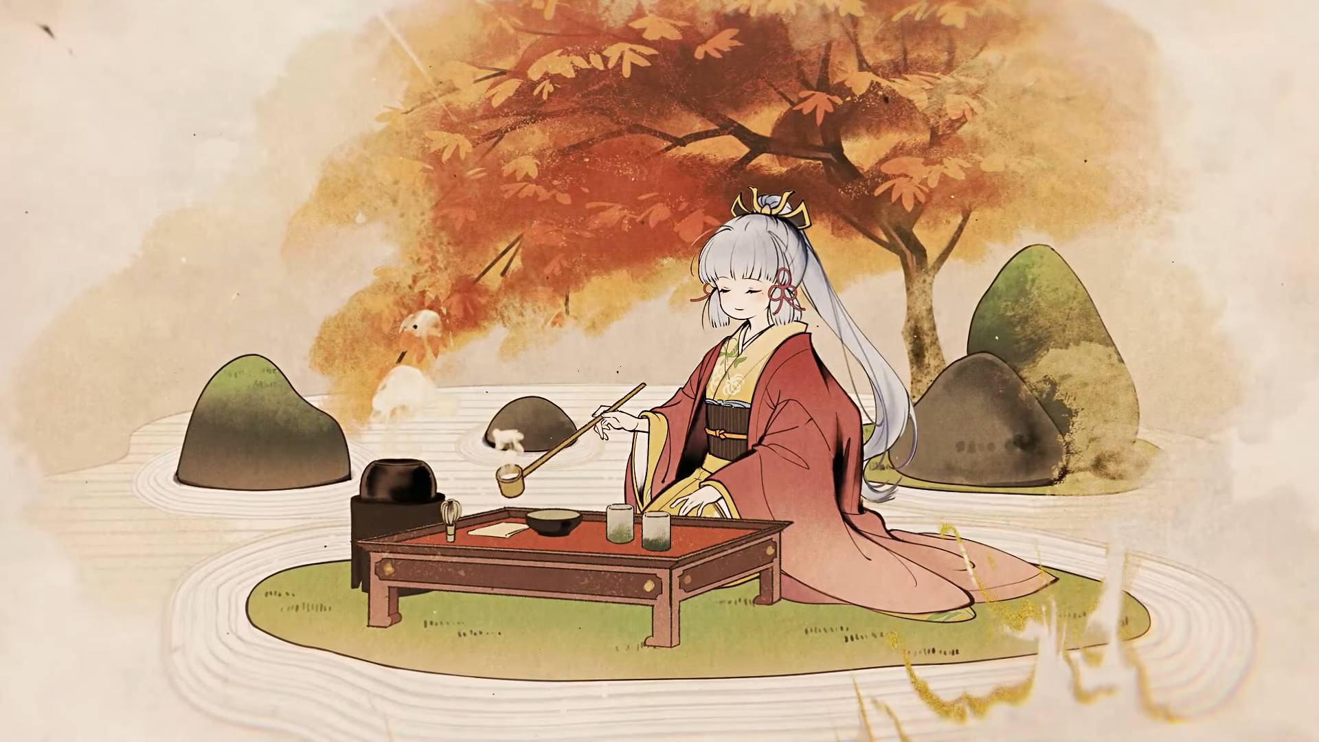 Kamisato Ayaka Tea Ceremony Background